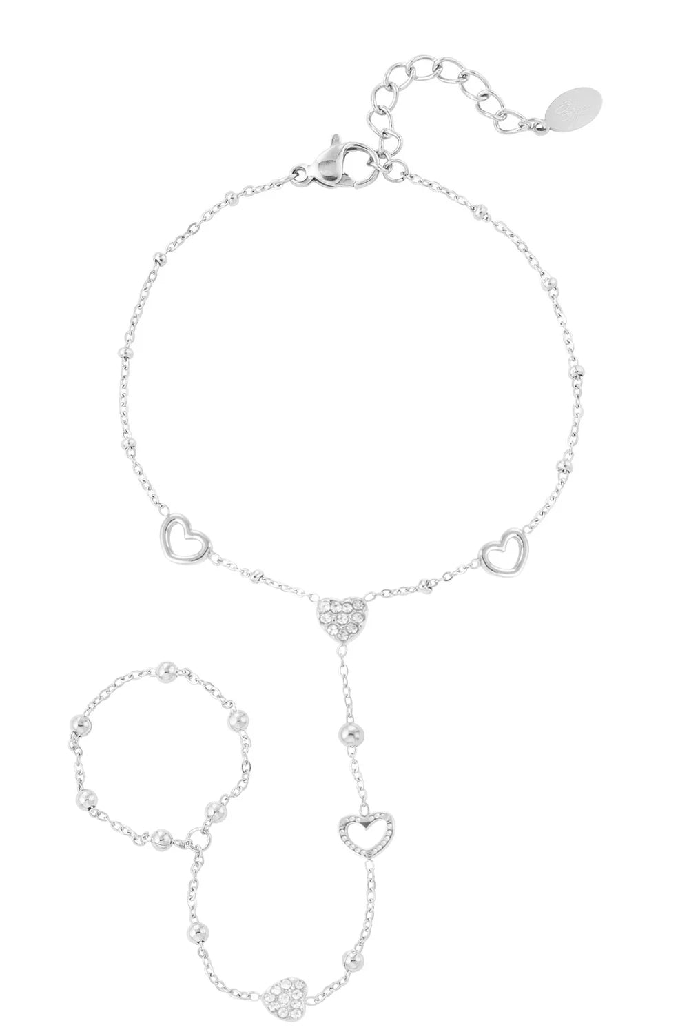 Spring love hand chain ZILVER